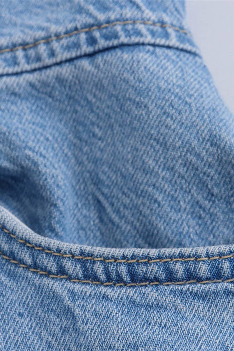 CWSJS1260_HALTER NECK LONG DENIM JUMPSUIT