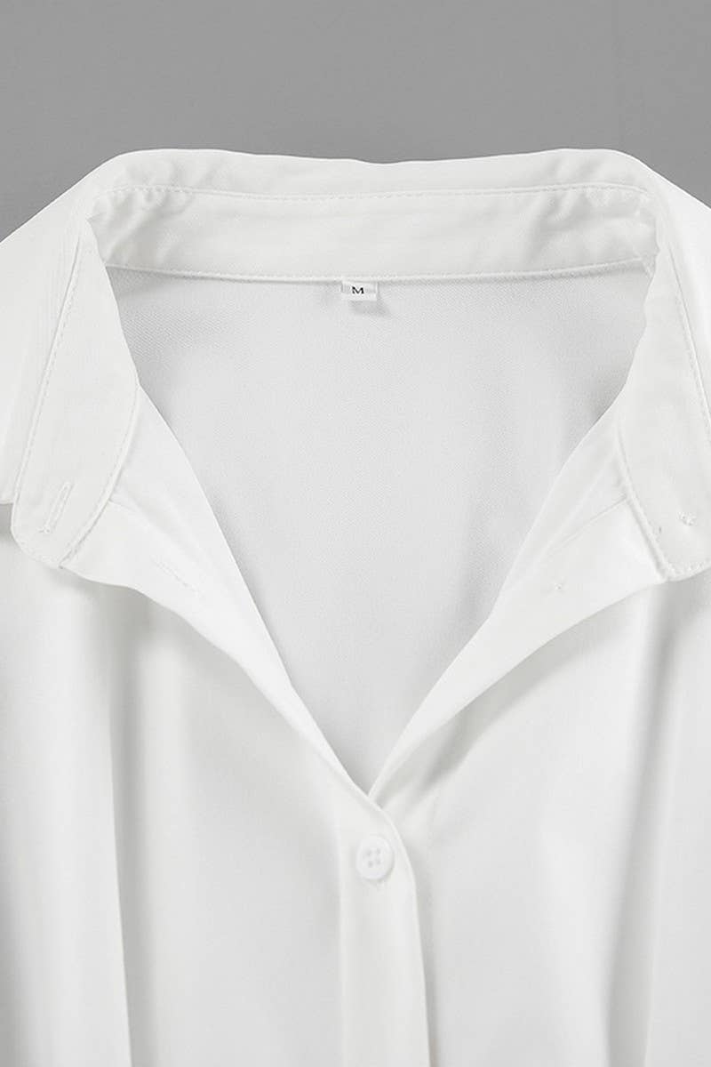 CWTSTL2592_WAISTED LONG-SLEEVED COMMUTER LONG SHIRT