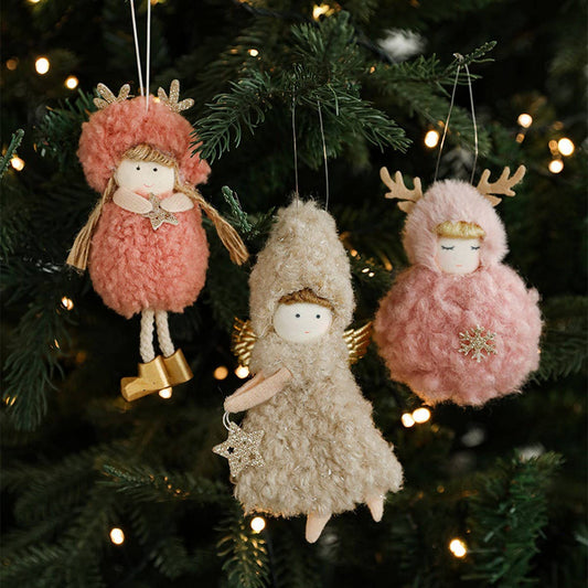Plush Girl Doll with Antlers Christmas Ornament_CWMM9683