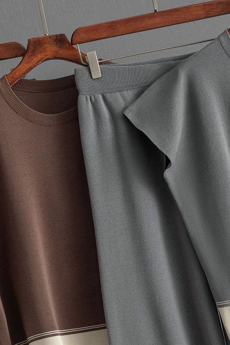 CWSTB00423_LOOSE HIGH WAIST WIDE LEG PANT TWO-PIECE SET