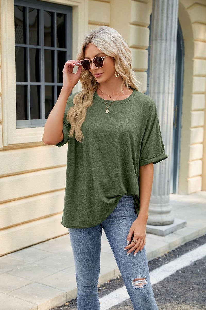 CWTTS0816_Round Neck Short Sleeve Knit Top