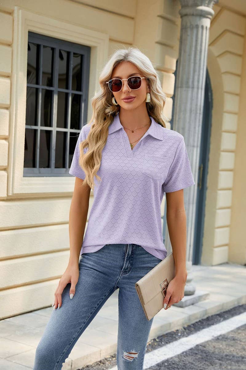 CWTTS0817_V-Neck Short Sleeve Knit Top