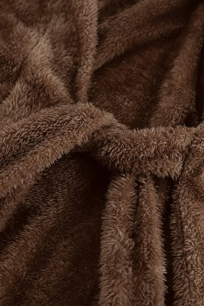 CWSPJ0360_PLUSH LACE-UP THREE-PIECE PAJAMAS SET