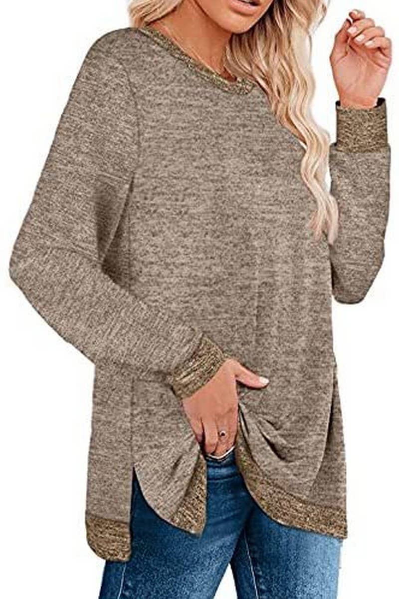 CWTBLL3686_COLORBLOCK SLIT LOOSE CASUAL PULLOVER TOP