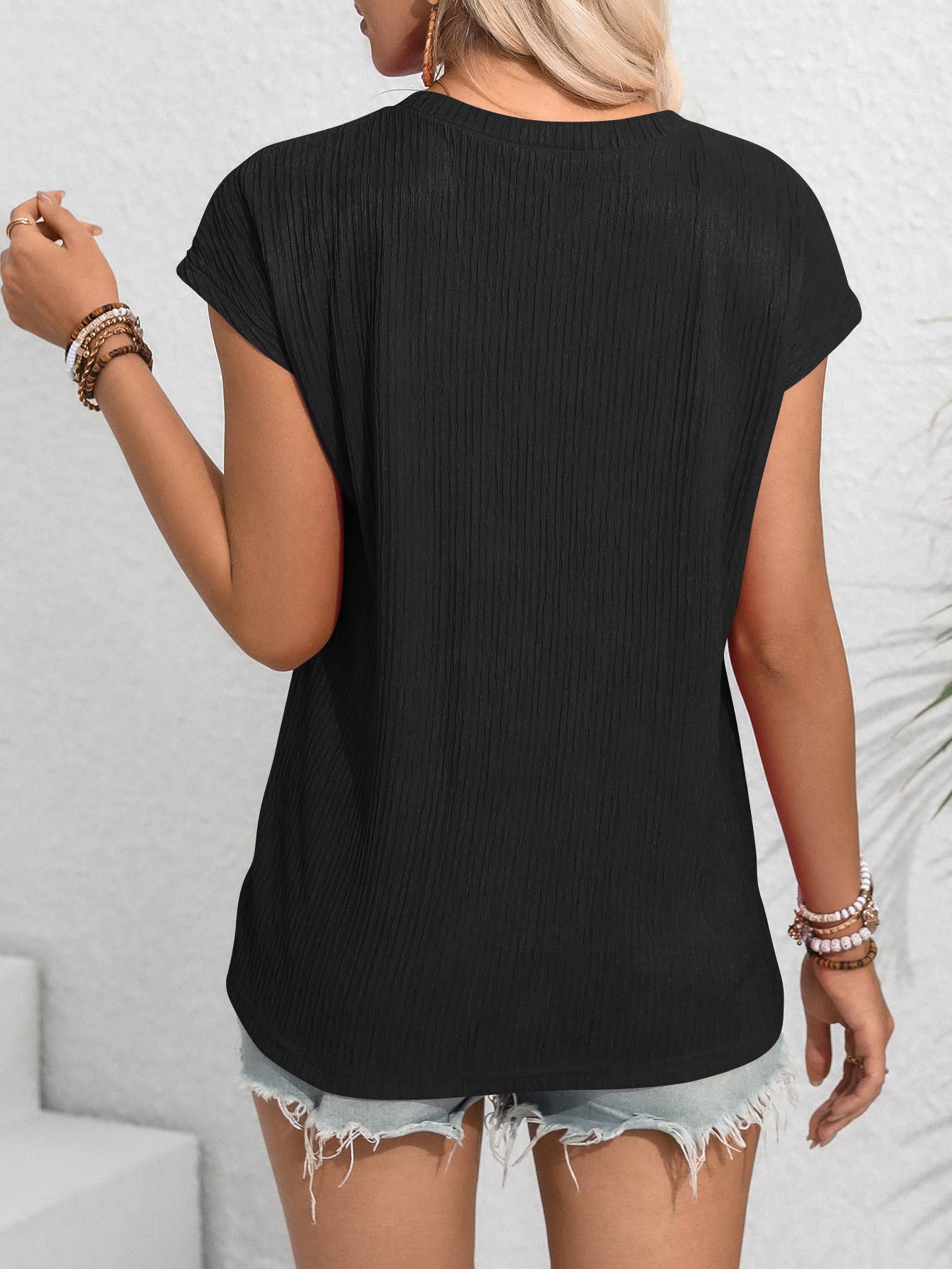 CWTBLS0792_CASUAL CREW NECK POCKET T-SHIRT TOP