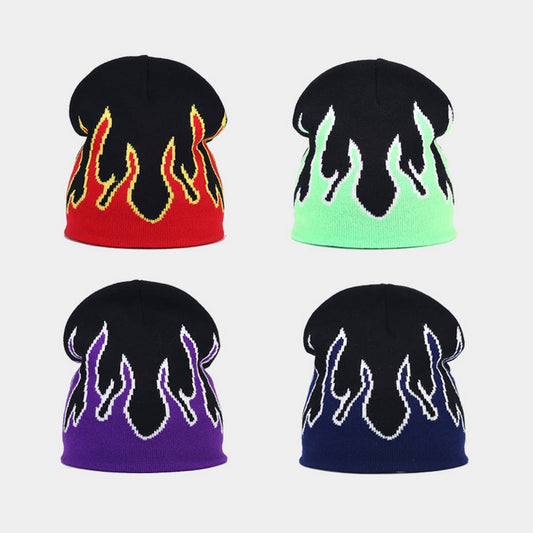 FASHION FLAME JACQUARD KNITTED HAT_CWAH1615