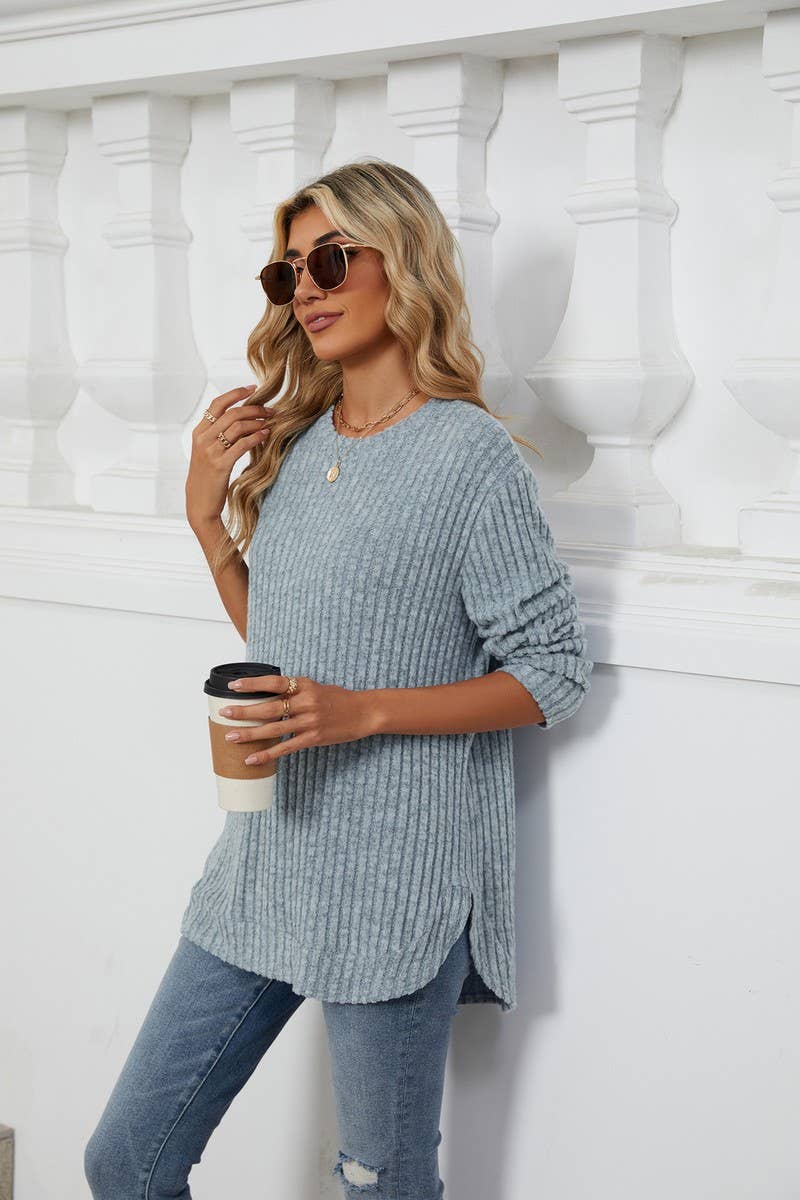CWTBLL3744_AUTUMN AND WINTER COLLAR CASUAL TOPS