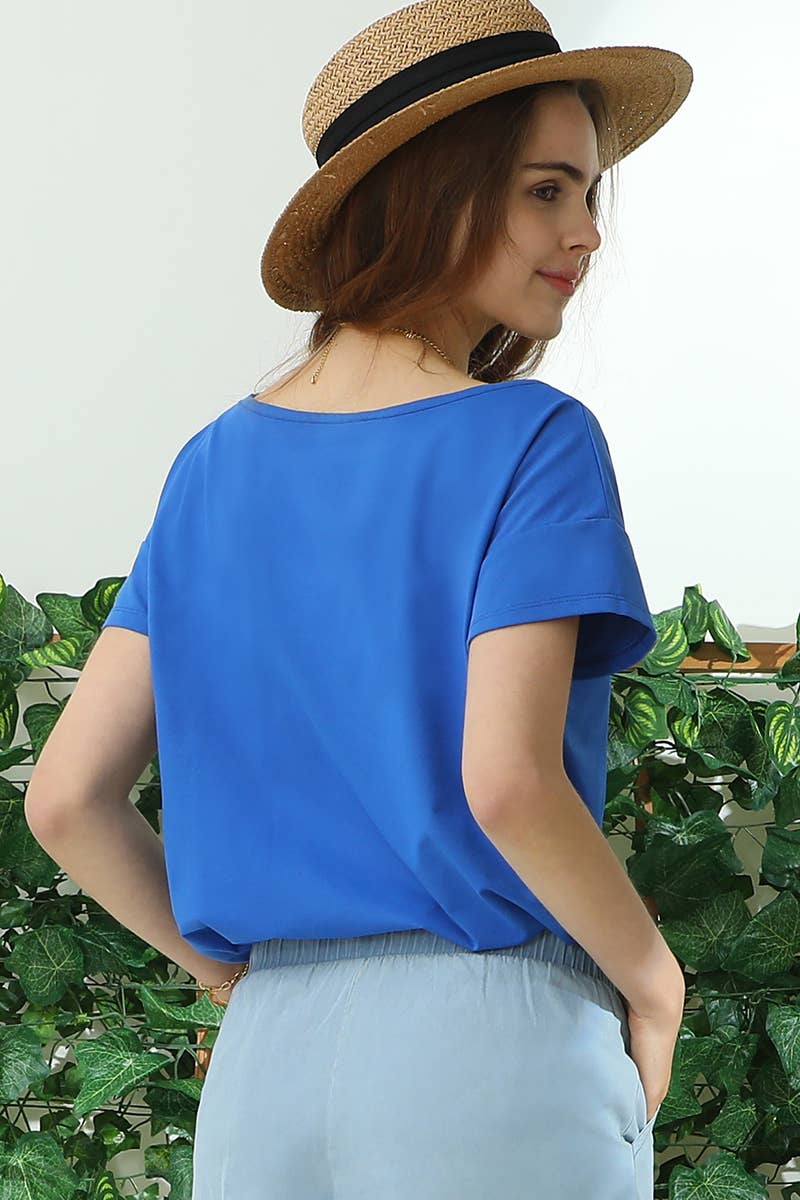 CWTTS701_ROUND NECK SHORT SLEEVE T SHIRT TUNIC TOP