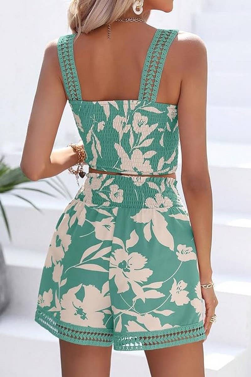CWSTB2048_FLORAL PRINT CAMI TOP AND SHORTS SET