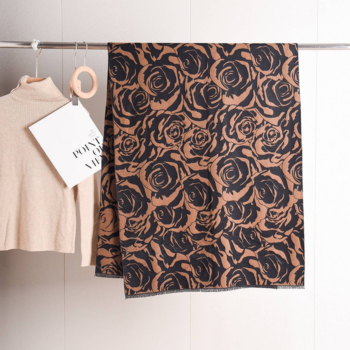 Rose Print Shawl Scarf ? Soft Warm Elegant Wrap