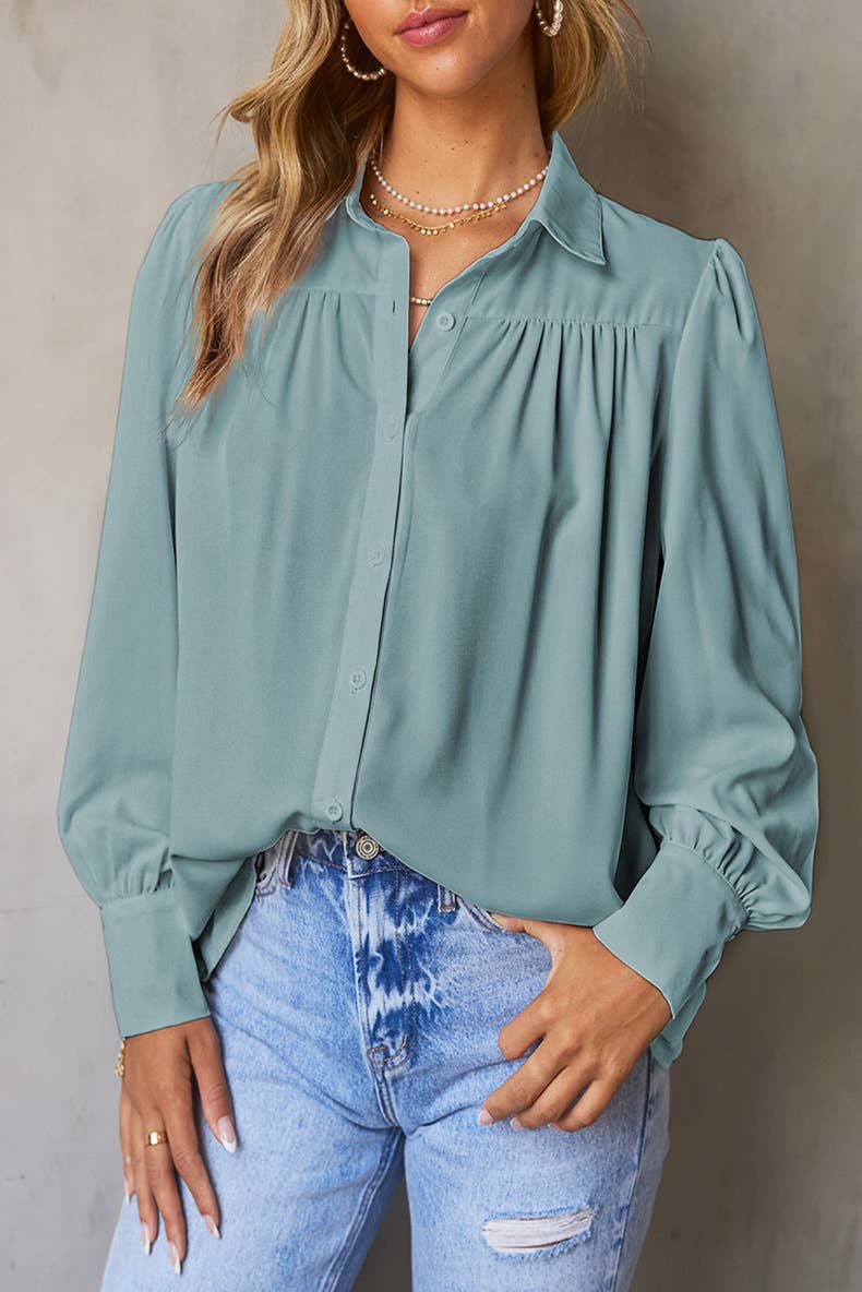 CASUAL SOLID COLOR THIN PULLOVER BLOUSE WOMAN