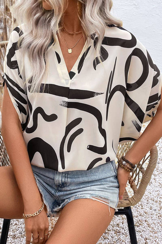 CWTSTS0517_BATWING SLEEVE GEOMETRIC PRINT SHIRT