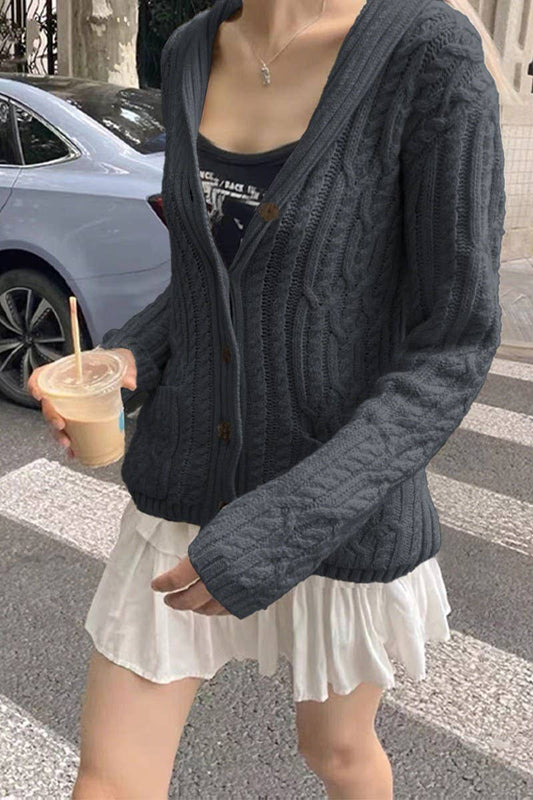 CWOCAS00009_CASUAL SIMPLE BUTTON LONG SLEEVE KNIT CARDIGAN