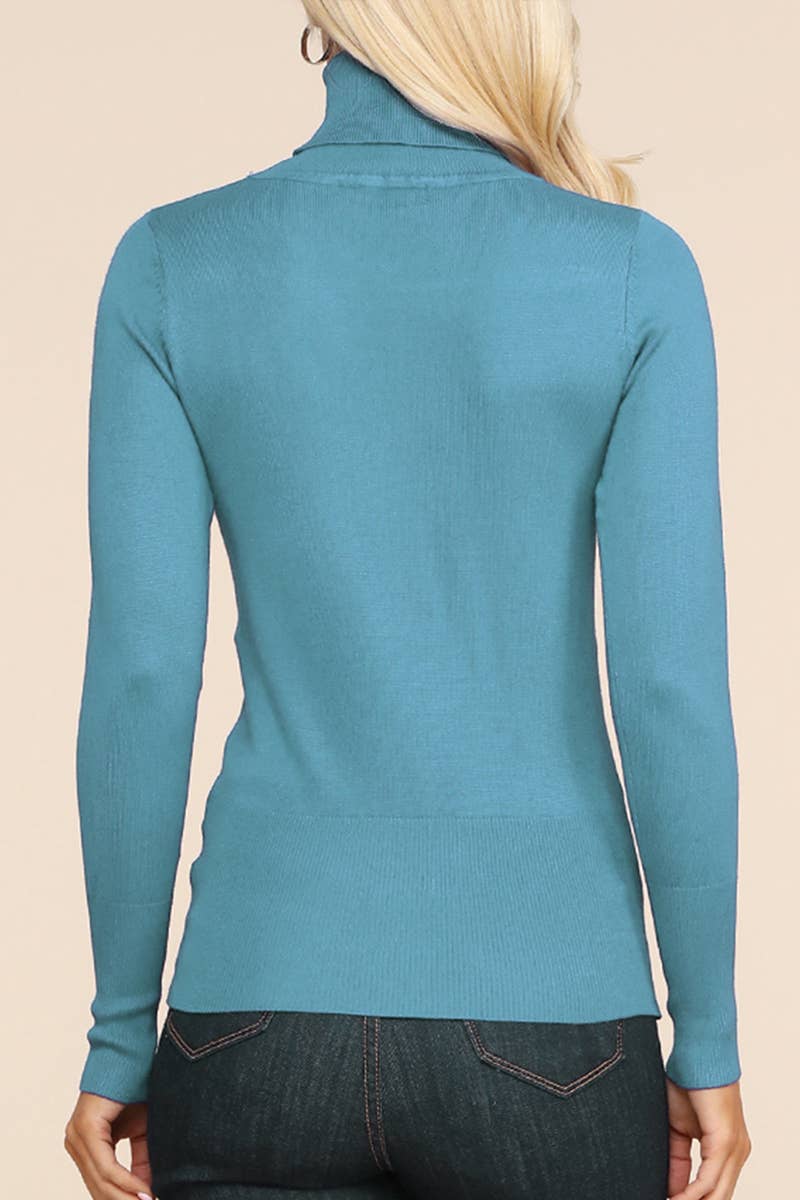 AWOSWL285_Stretch Turtle Neck Long Sleeve Pullover Sweater