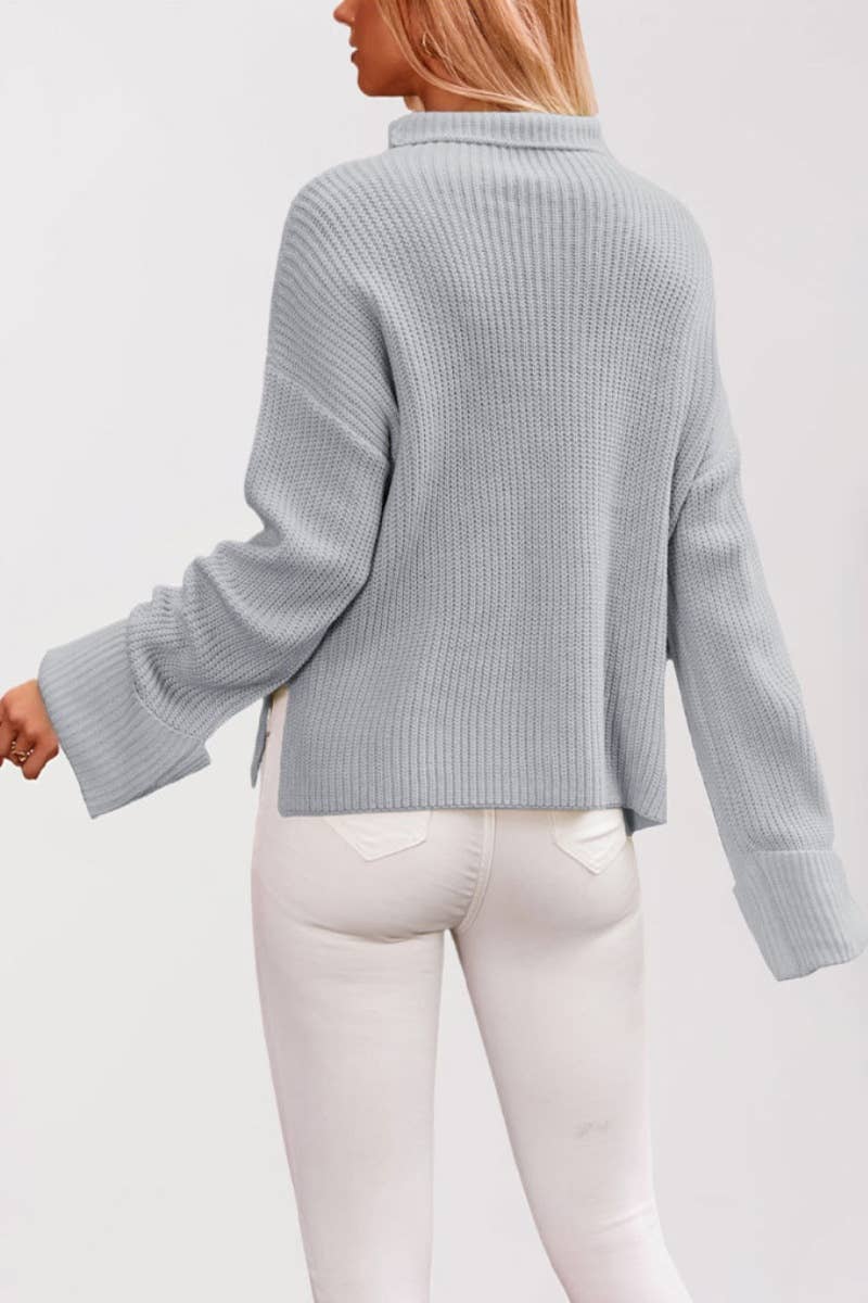 CWOSWL5851_LONG-SLEEVED SWEATER WITH SLIT FLARED SLEEVES