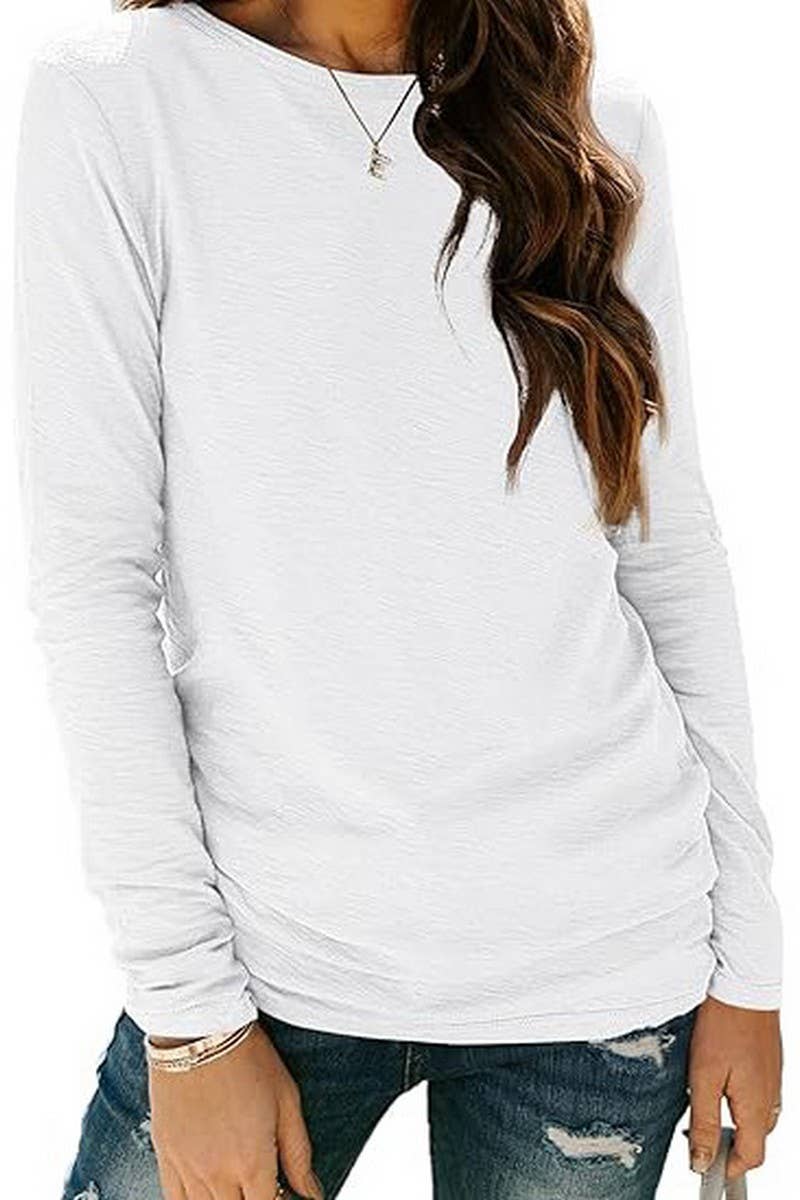 CWTBLL01154_ROUND NECK LONG SLEEVE COTTON SLIM TEE