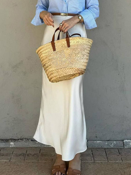 Fashionable wind pure color wrap hip long skirt