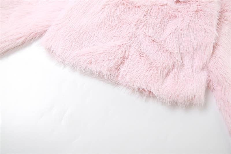 FLUFFY CARDIGAN LAPEL BAGGY WARM JACKET