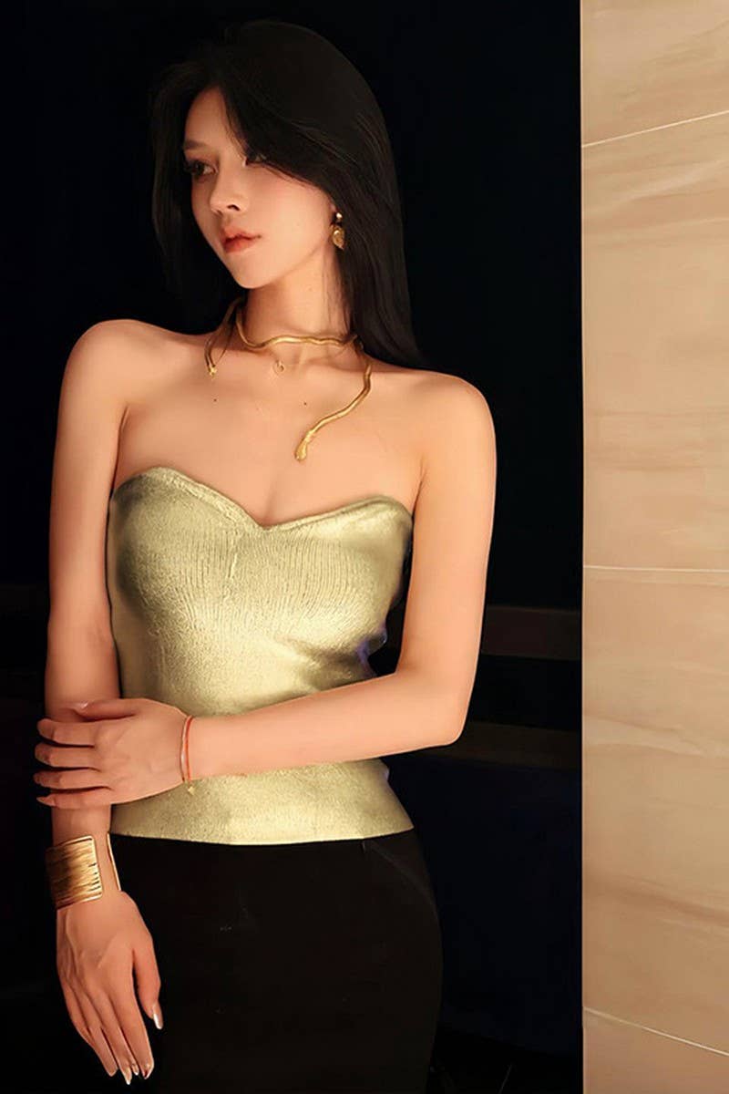 CWTTT00012_CORSET STYLE STRAPLESS BUSTIER CROP TOP