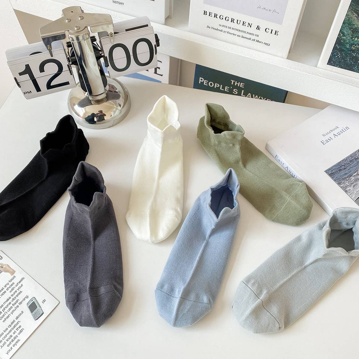 CWMS2460_SUMMER BREATHABLE SIMPLE SOLID COLOR BOAT SOCKS