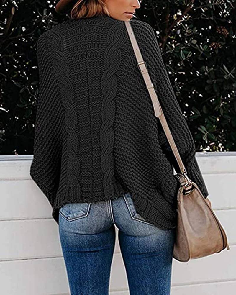 CASUAL TWIST ROPE BATSLEEVE SWEATER JACKET