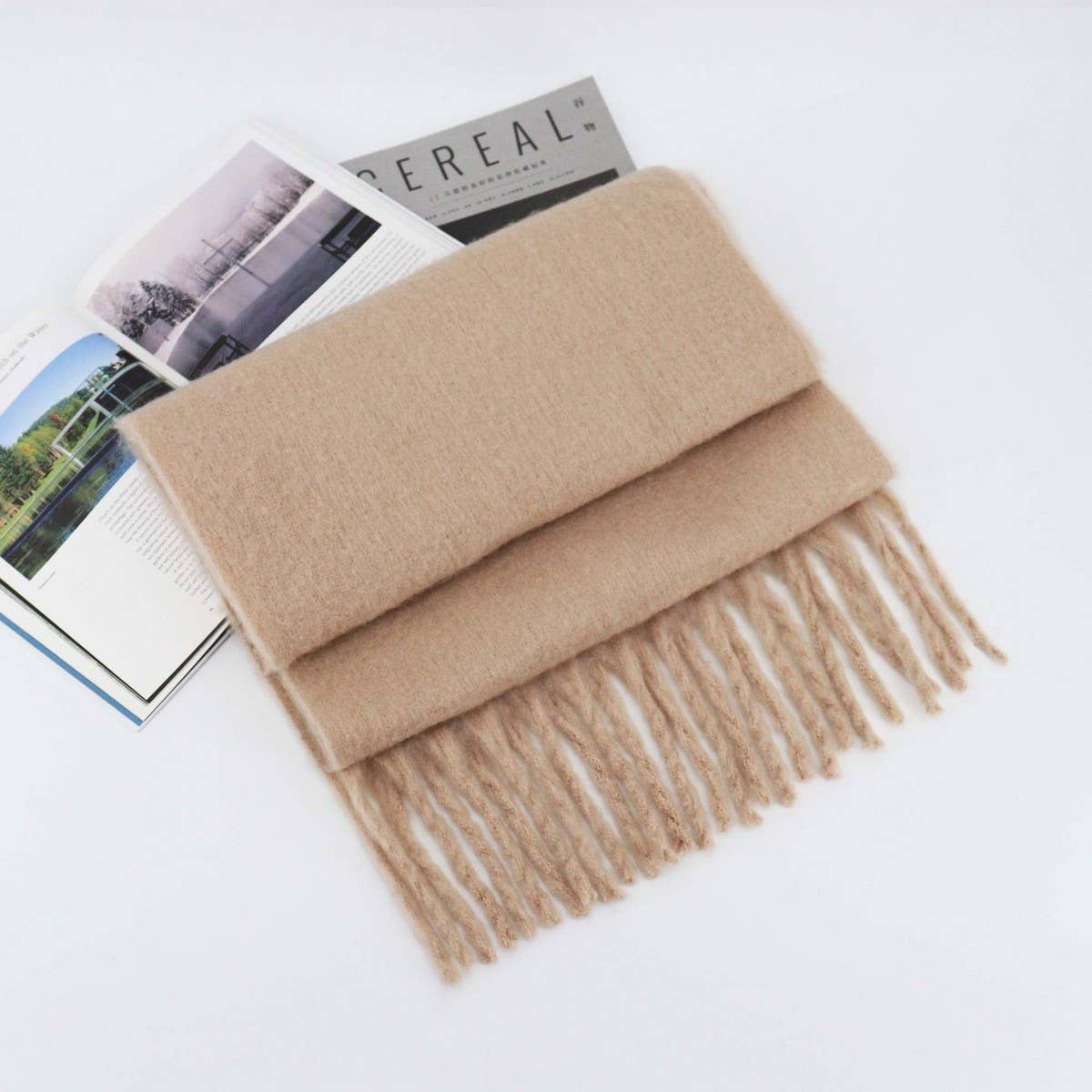 Thick Mohair Scarf - Winter Tassel Wrap for Women
