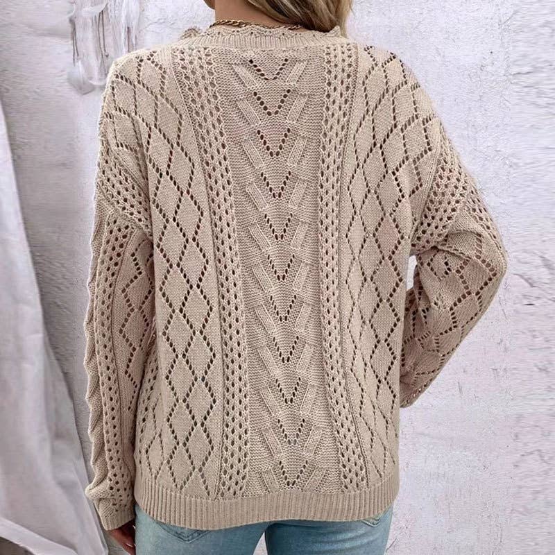 DESIGN HOLLOW V-NECK ALL-IN-ONE KNITWEAR