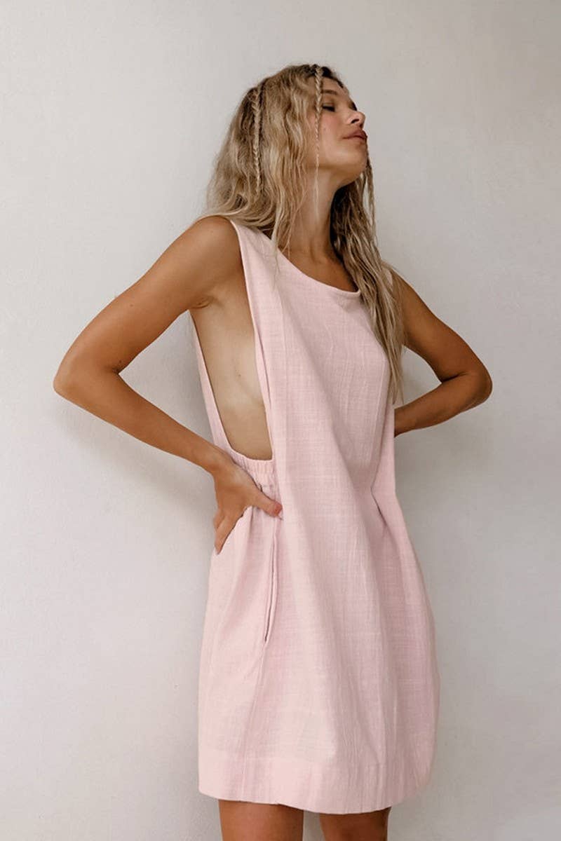 CWSPJ0344_LOOSE ROUND NECK SLEEVELESS HOME NIGHTDRESS