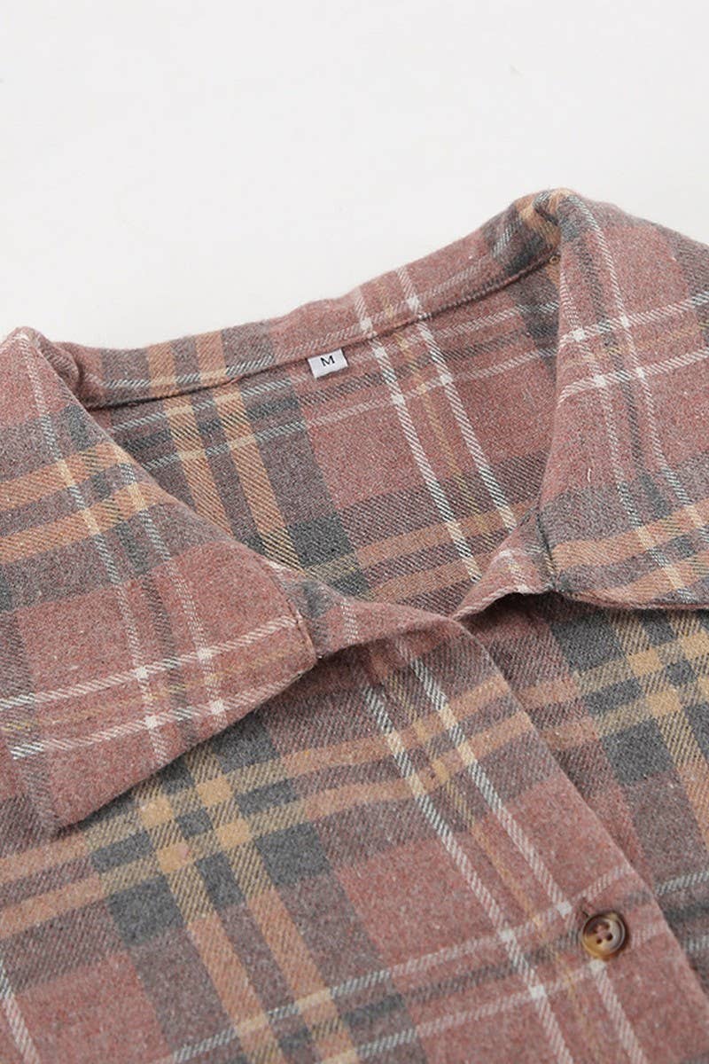 CWTBLL00583_PINK PLAID LONG-SLEEVED COMMUTER SHIRT