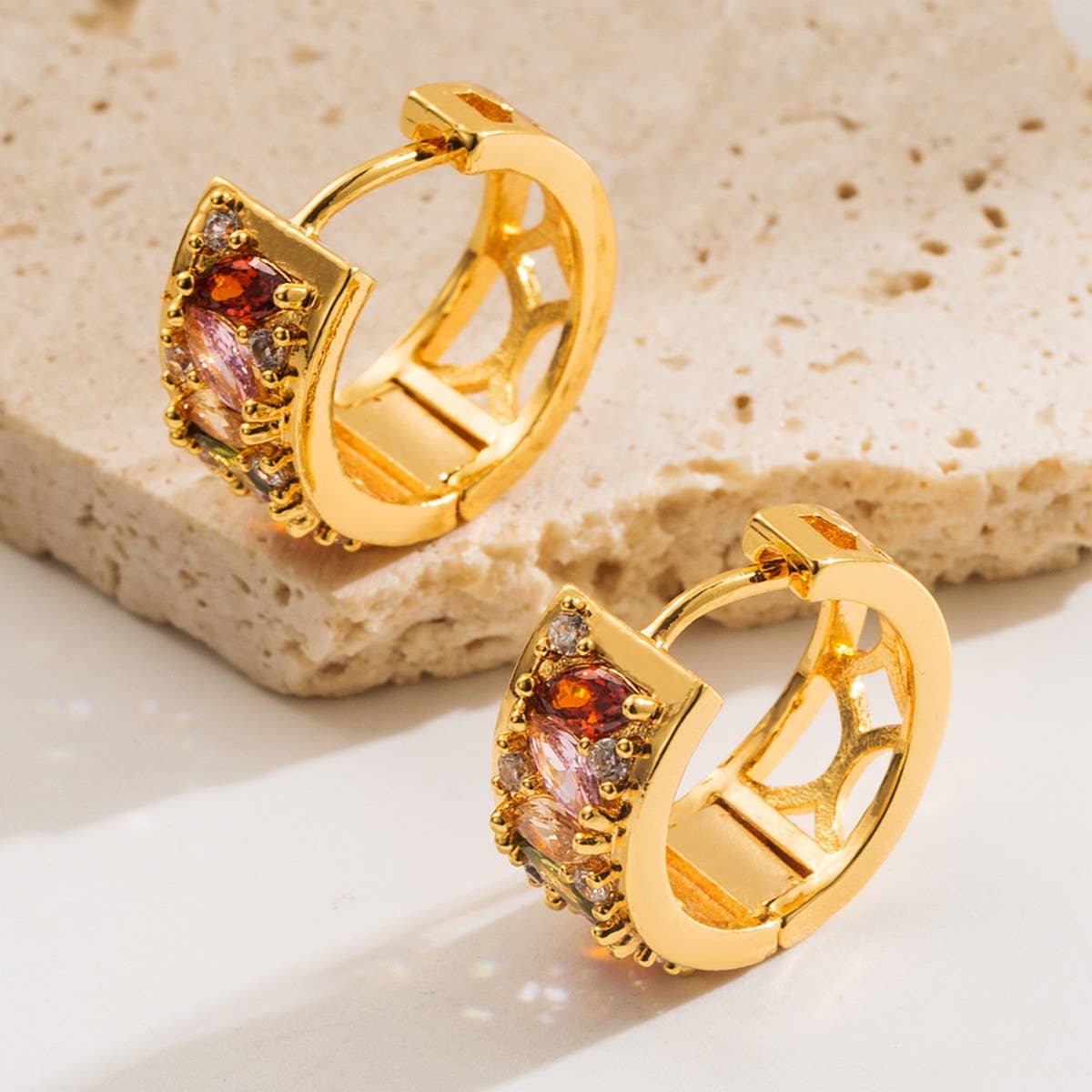 Fashion Copper Stud Earrings Minimalist Style_CWMM8525