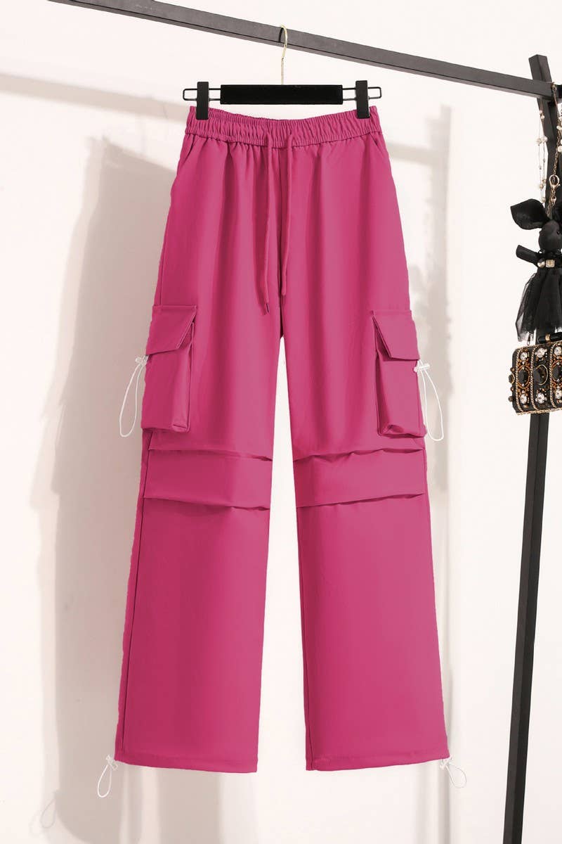 STRAIGHT-LEG SLIM CASUAL DRAWSTRING COMBAT PANTSCWBLP00923