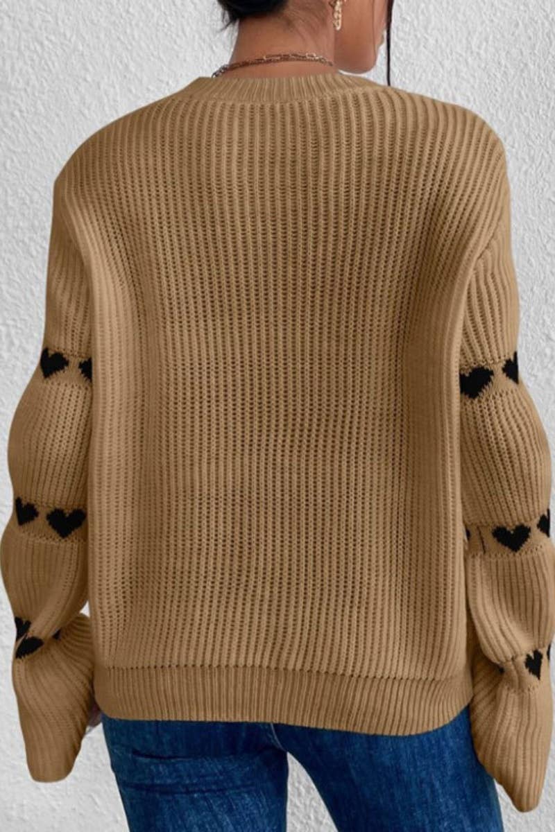 CWOSWL5124_BAGGY LONG-SLEEVED STRIPED SWEATER WITH HEARTS