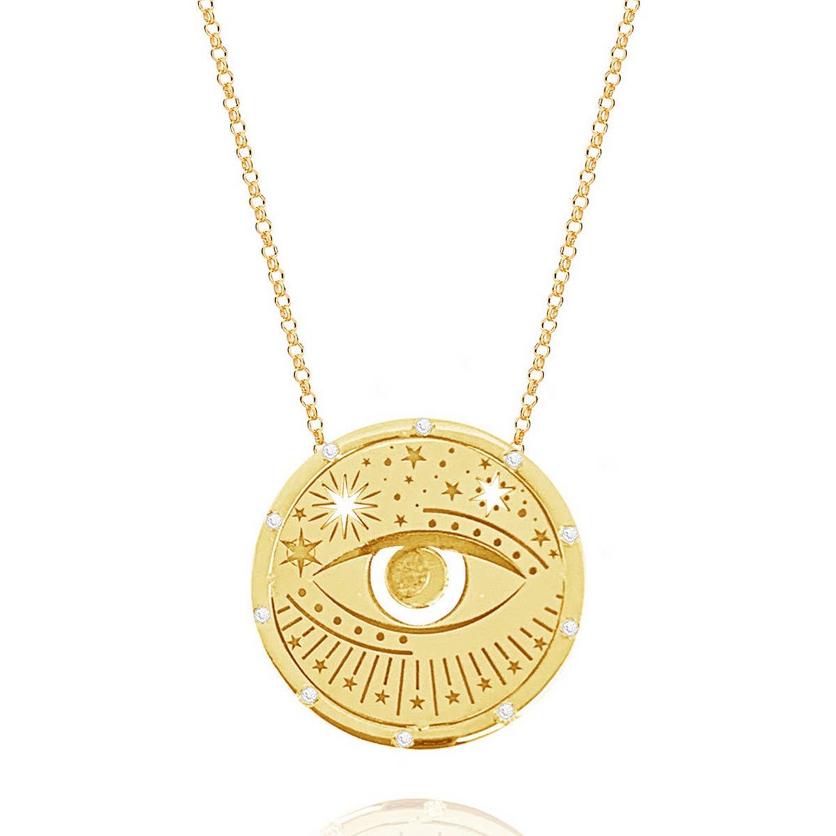 18K Stainless Steel Tarot Pendant Necklace_CWMM3773