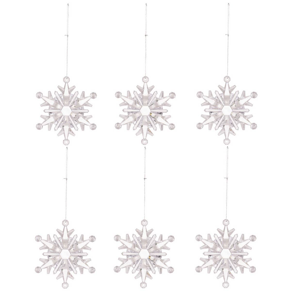 CWMM10174_6PCS CLEAR ACRYLIC SNOWFLAKE CHRISTMAS ORNAMENTS