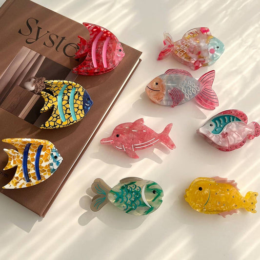 Pink Dolphin Acetate Hair Clip–Ocean Style & Cute_CWAHA5723▸