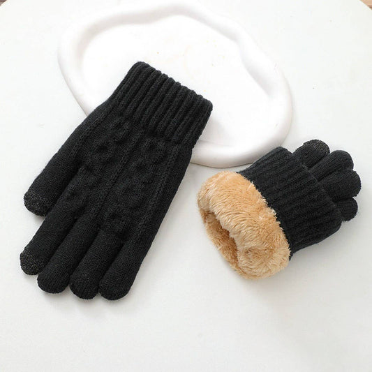 CWAG00581_MEN WINTER DOUBLE LAYER KNIT TOUCHSCREEN GLOVES