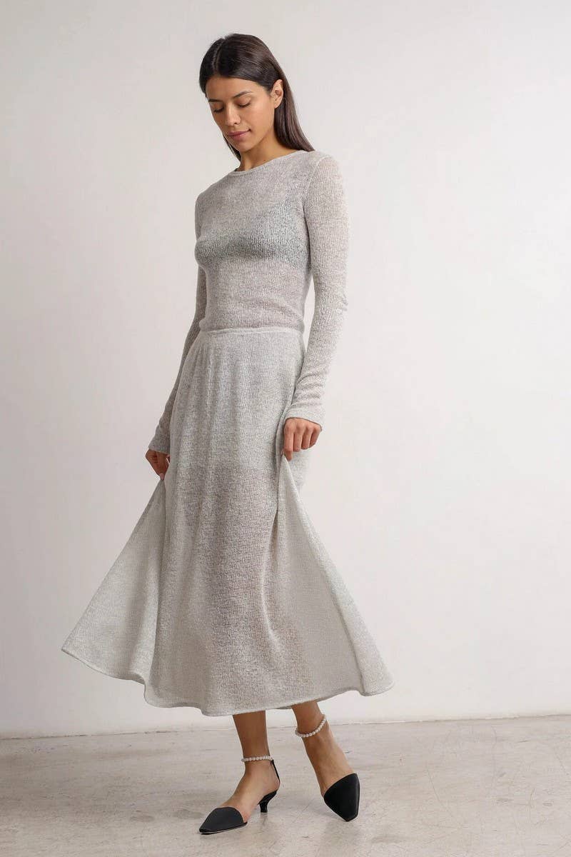 CWSTB1519_SOLID COLOR SEE-THROUGH KNITTED LONG-SLEEVED SUIT