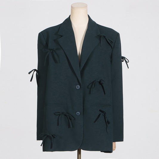 Bow Detail Blazer – Slim Fit Comfy Spring Coat_CWOCO1236