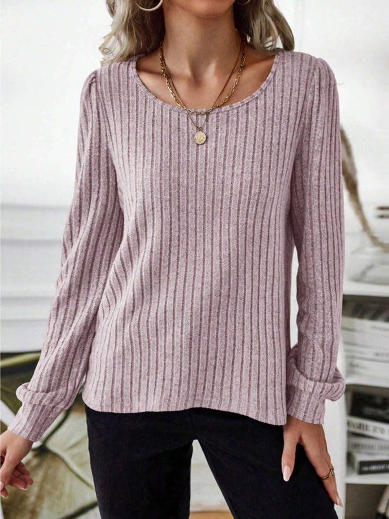 CASUAL SOLID COLOR V-NECK PIT STRIPE SWEATER