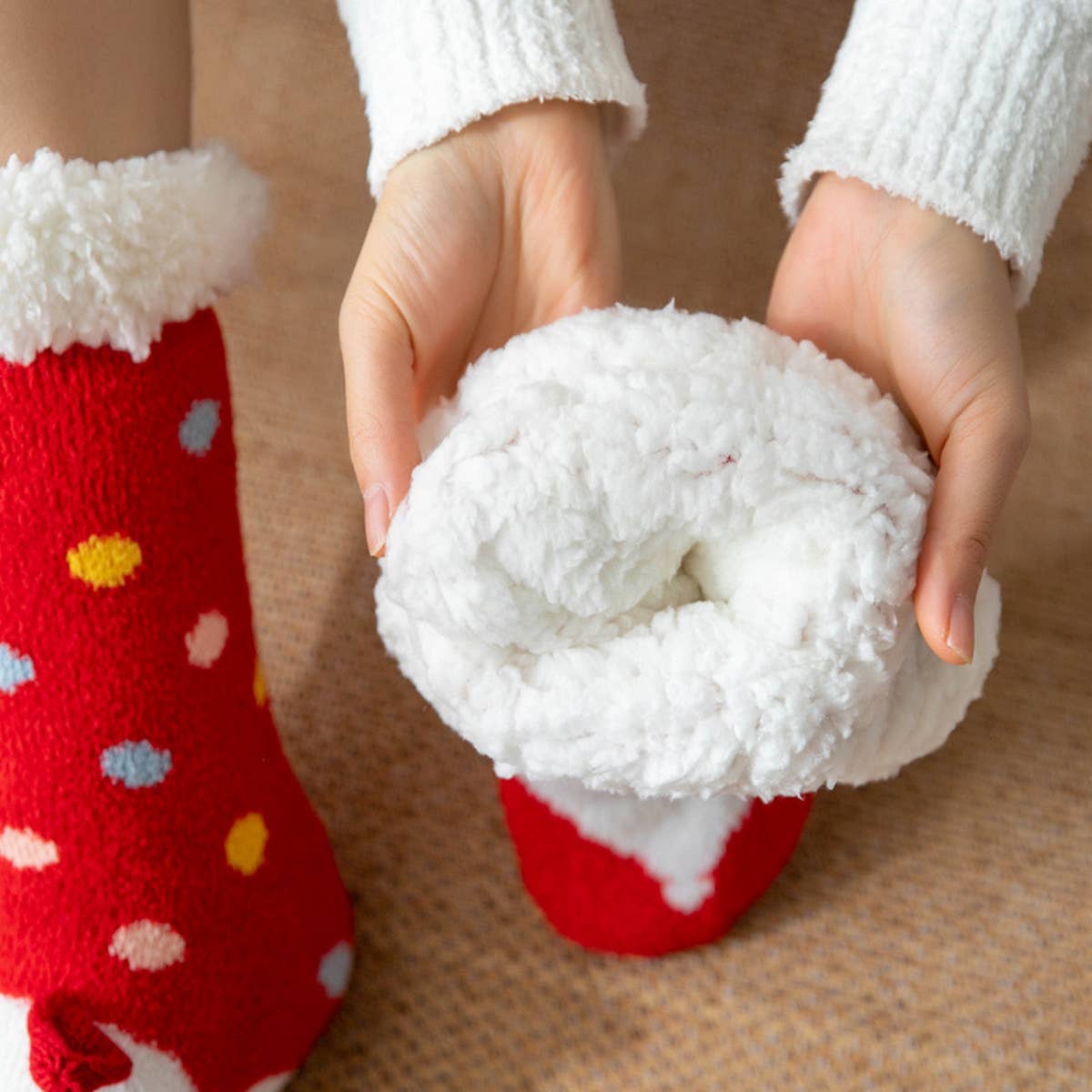 CHRISTMAS STOCKINGS FUZZY INDOOR SLIPPER SHOES