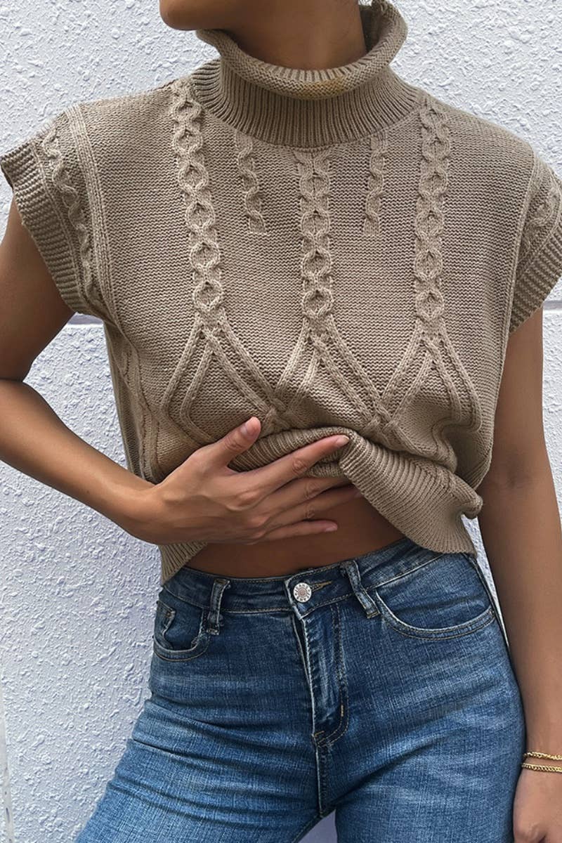 CWOV0618_SOLID COLOR SLEEVELESS TRADE VEST WITH HIGH NECK