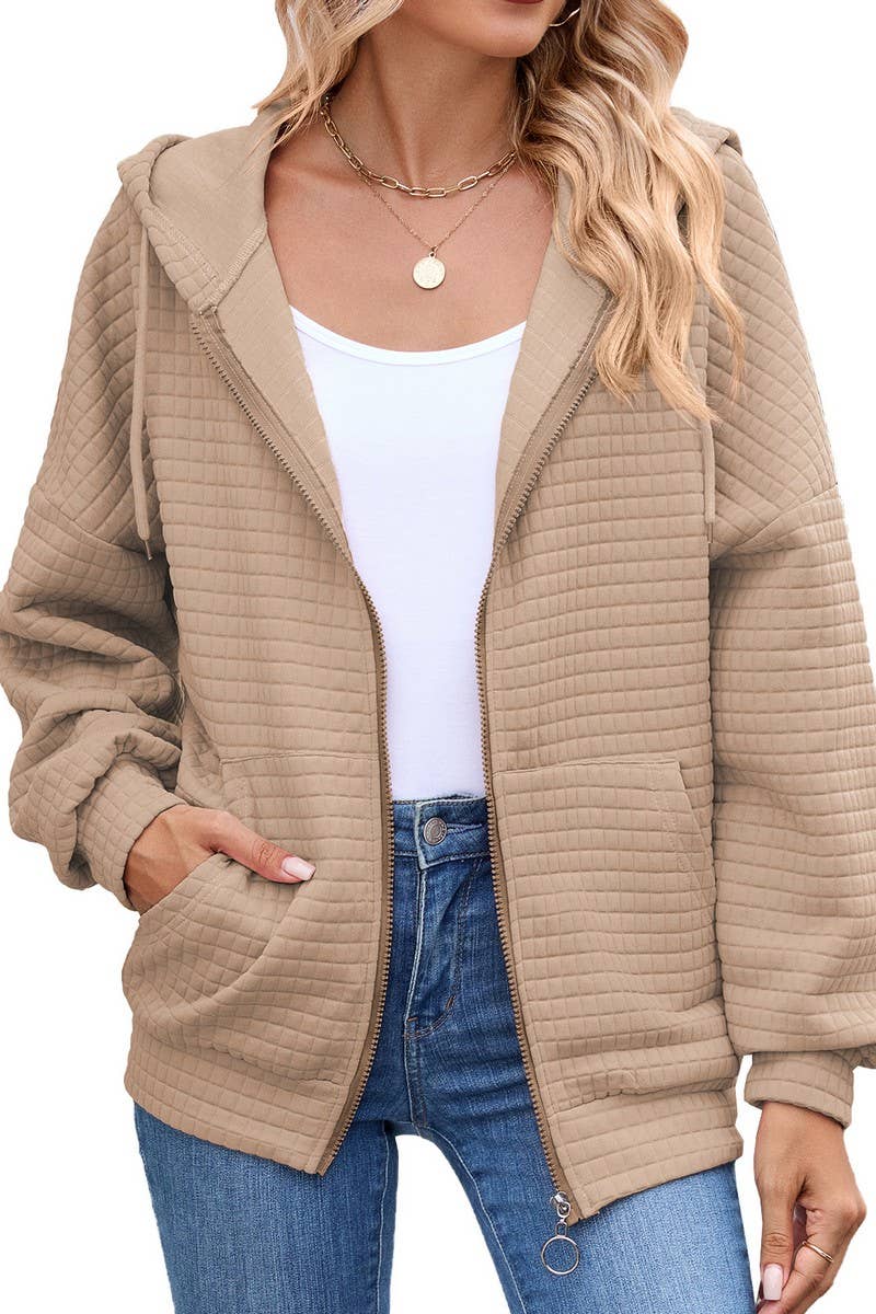 CWOHOL00660_SOLID COLOR ZIP-UP HOODED SWEATSHIRT JACKET