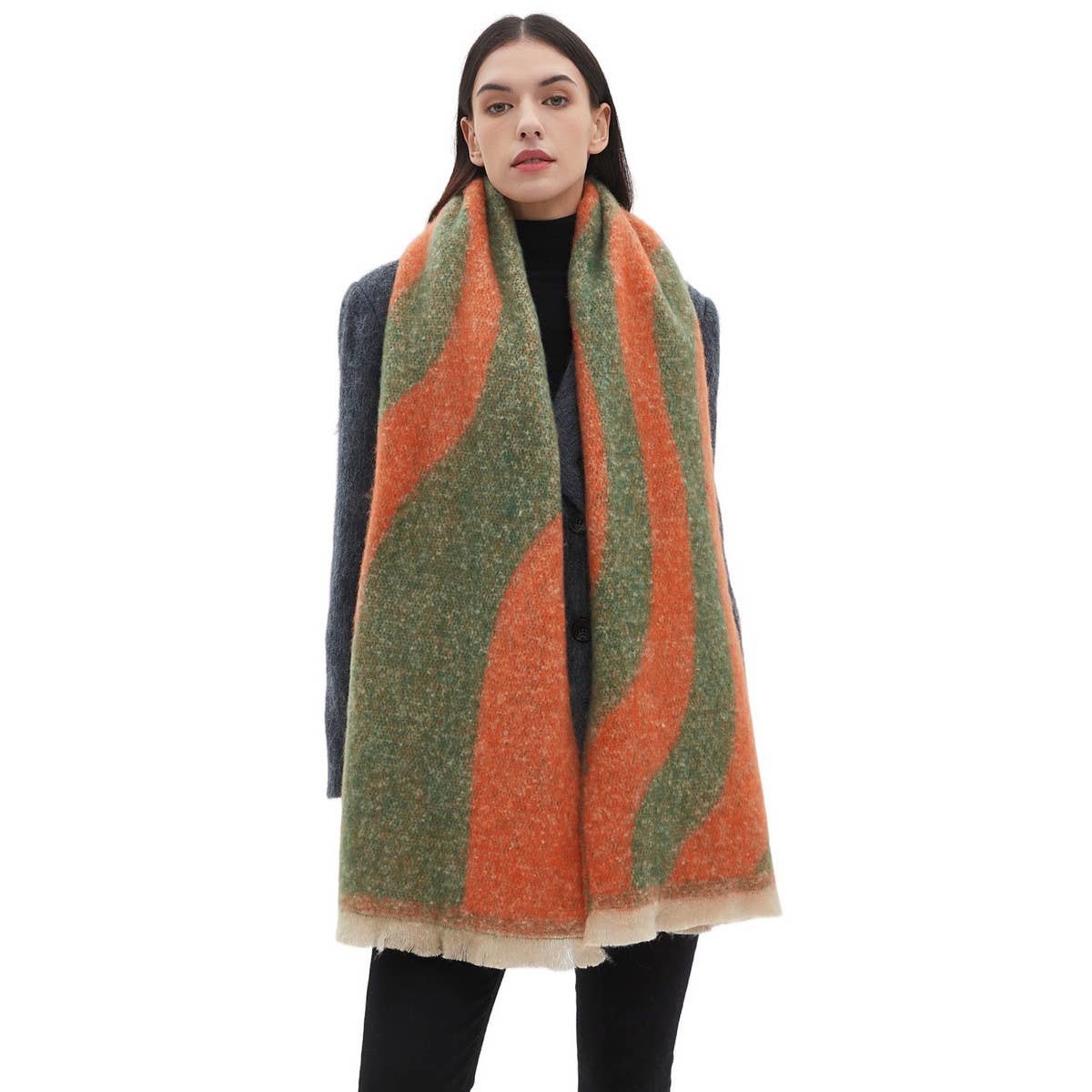 Textured Jacquard Scarf ? Loop Yarn Winter Wrap