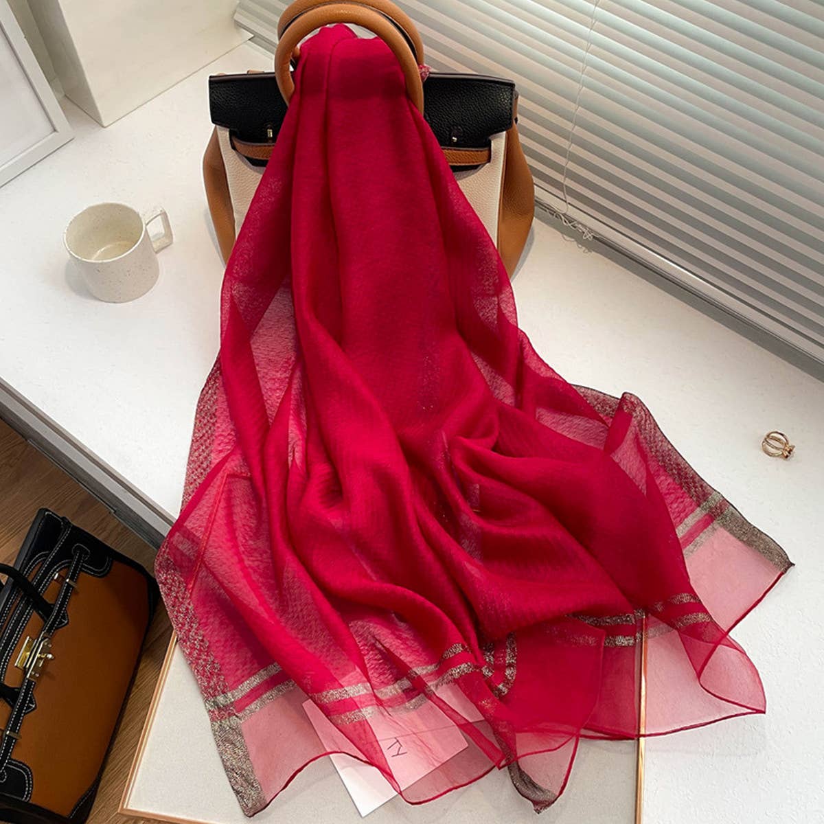 Silk Blend Scarf for Women - Lightweight