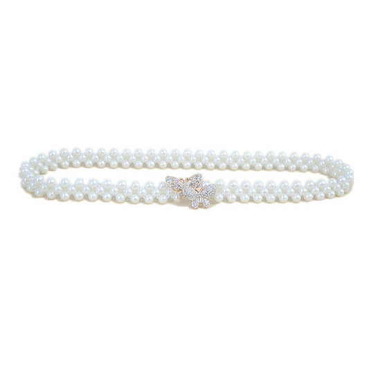 CASUAL BUTTERFLY BUCKLE PEARL WAIST CHAIN_CWABE0503