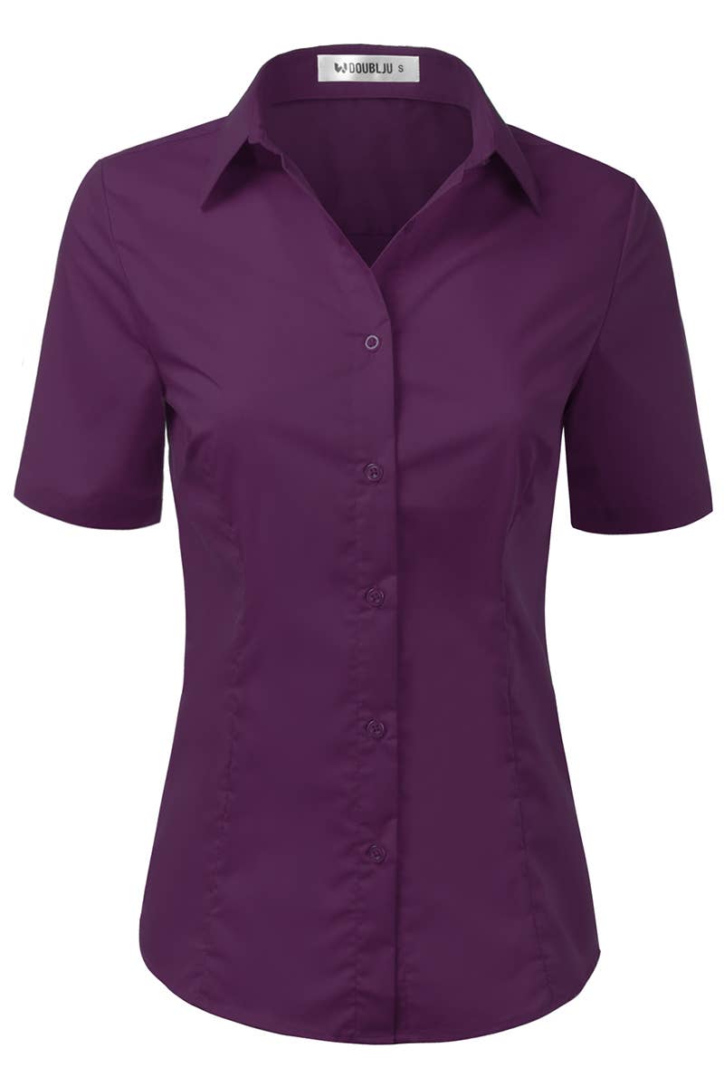 CWTSTS118-P_Slim Classic Short Sleeve Bttn Down Collar Shirt