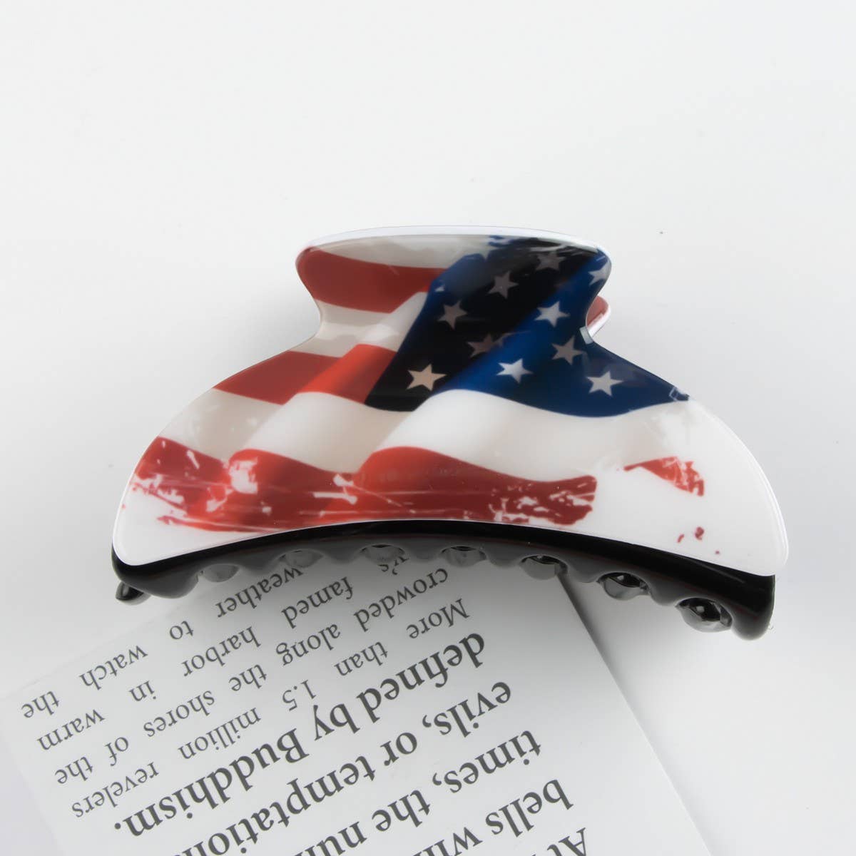 CWAHA1235_4TH OF JULY FLAG PRINT HAIR CLAW CLIP