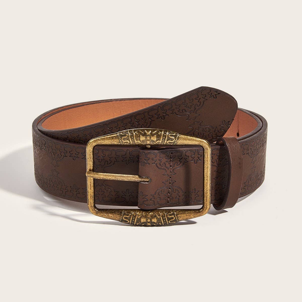 CWABE0555_VINTAGE IMITATION LEATHER SQUARE BUCKLE BELT