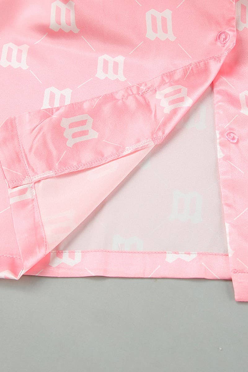 CWSPJ0083_PRINTED SHORT SLEEVED SHIRT SHORTS PAJAMAS SET