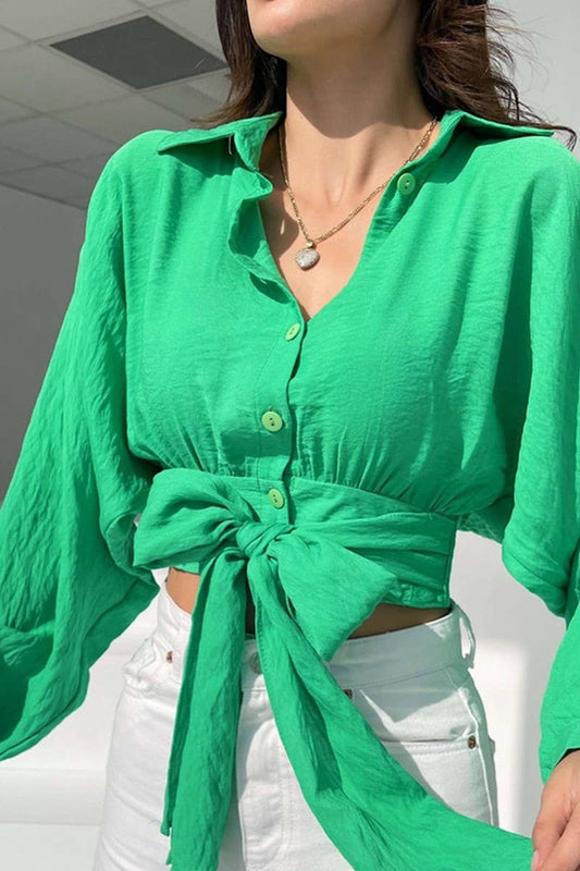 CWTSTL2783_SPRING AND SUMMER BELLY-BARING LOOSE SHIRT